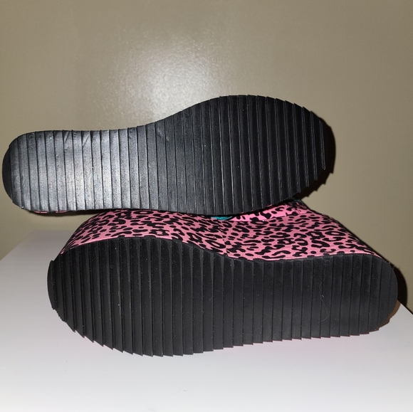 YRU Platform Sneaker Pink Leopard Glitter Size 10 - Picture 7 of 7
